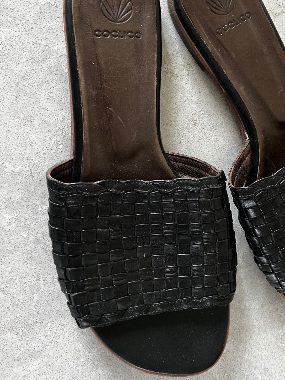 Black Leather Italian Slides